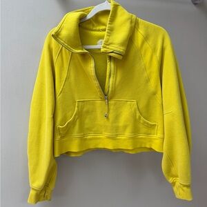 Lululemon Cropped Quarter‑Zip Sweatshirt Hoodie in Bright Yellow